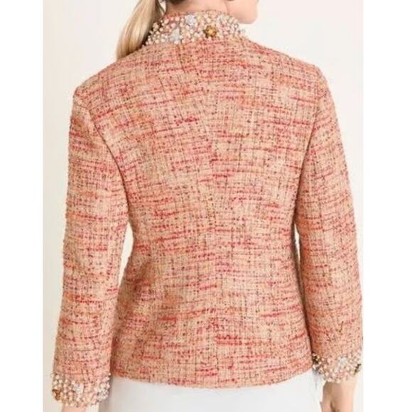 Chico’s Embellished Collar Cuff Tweed Jacket Multicolor Plaid Women’s Size Large - Picture 5 of 16